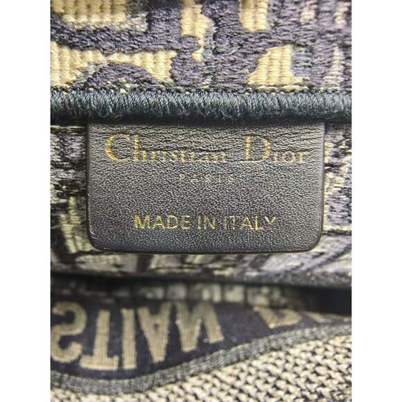 Pre-owned Christian Dior Oblique Embroidery Medium Book Tote Blue - Picture 7 of 12